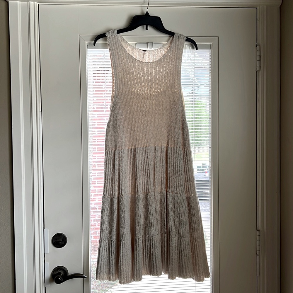 Free People Textured Waterfall Ruffle Sleeveless Sweater Dress